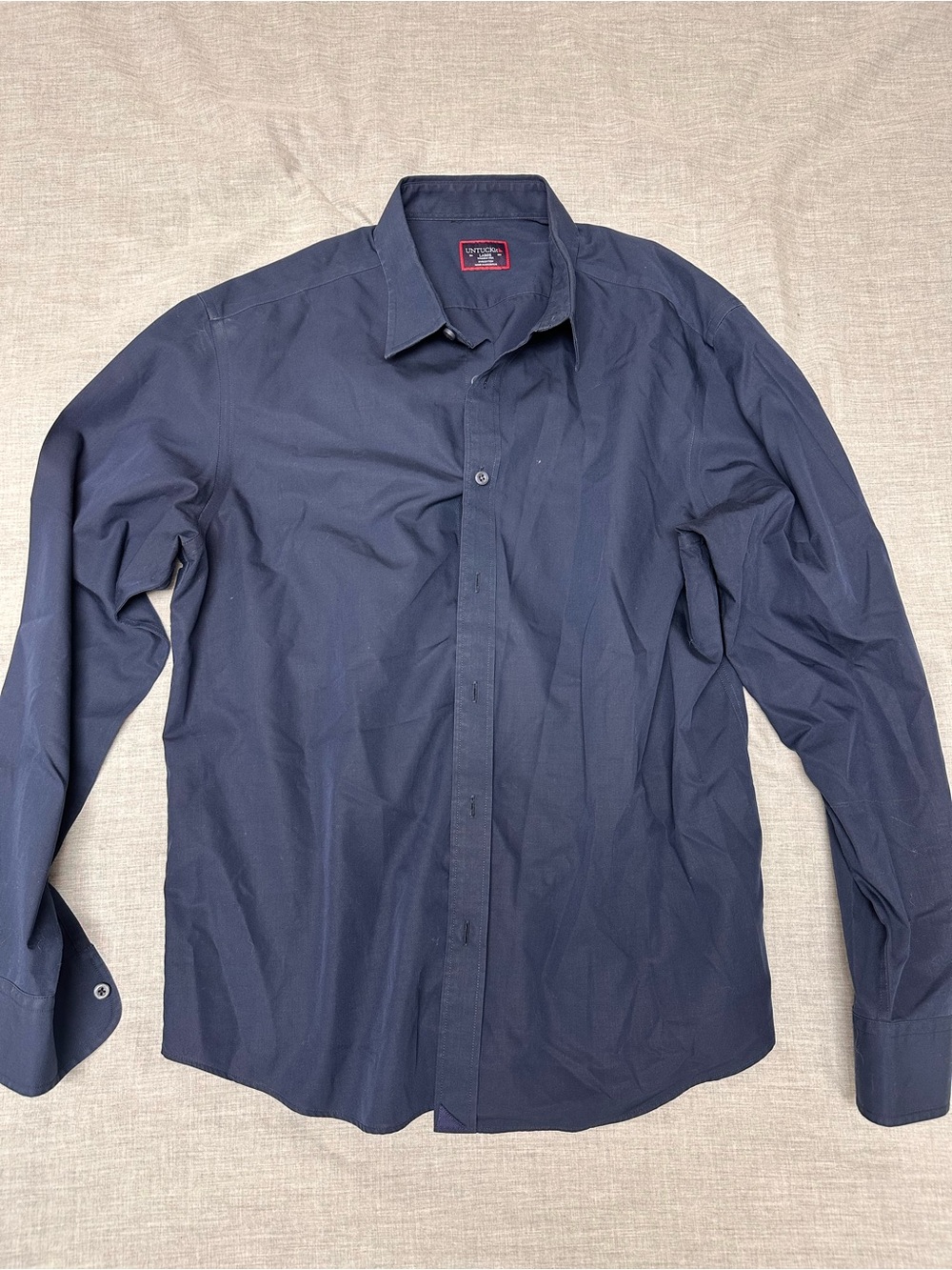 UNTUCKit Navy Men's Dress Shirt Sz L